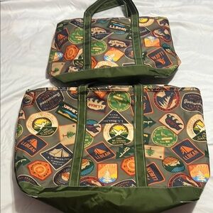 L.L. Bean Green Camping Themed Travel Bags